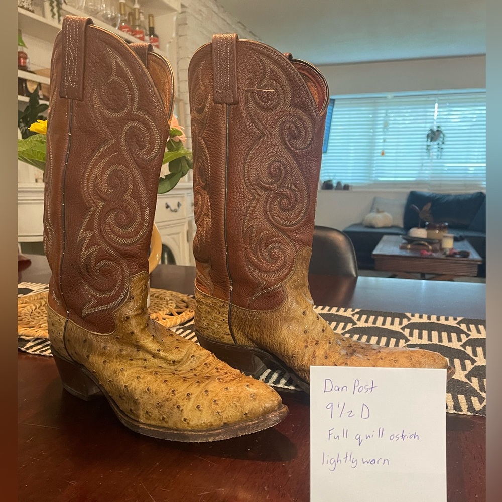 Dan Post full quill exotic ostrich boots